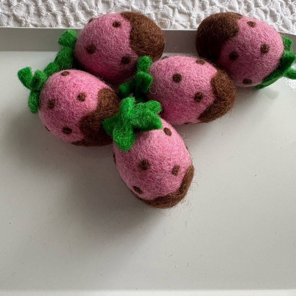 Pink and Brown Felt Strawberries